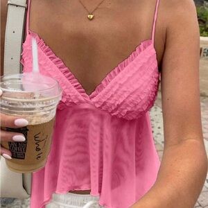 Pink Ruffled Women's Top